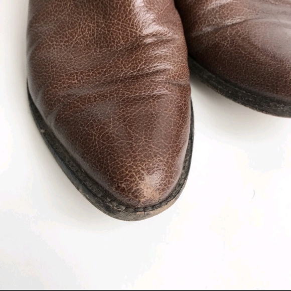 REBECCA MINKOFF BOOTS - Ankle Womens Tan/Brown Leather/Suede Mix Boots 8M - Picture 6 of 9